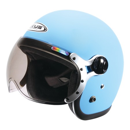 瑞獅 ZEUS ZS-383A 消光水藍-黑條 W造型飛行鏡片 超輕量 內襯全可拆 復古帽 安全帽 機車安全帽