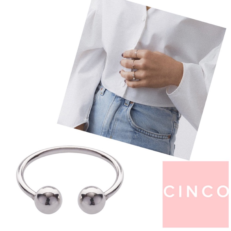 CINCO 葡萄牙精品 Hit ring 925純銀戒指 雙圓球C型戒指