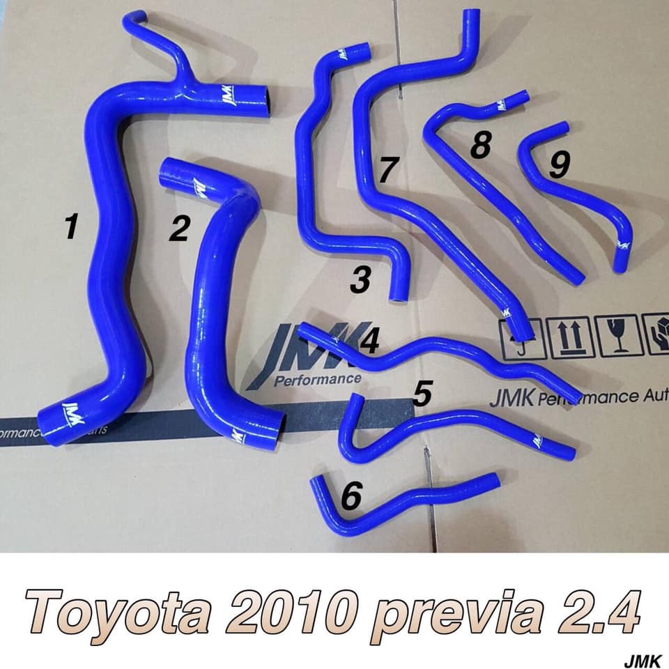 9PCS Silicone Water Hose for~ 2010- TOYOTA Previa 2.4 強化水管