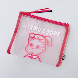 osamu goods 日系原田治卡通可愛粉紅網紗透明化妝包 現貨