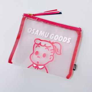 OSAMU GOODS 日系原田治卡通可愛粉紅網紗透明化妝包 現貨