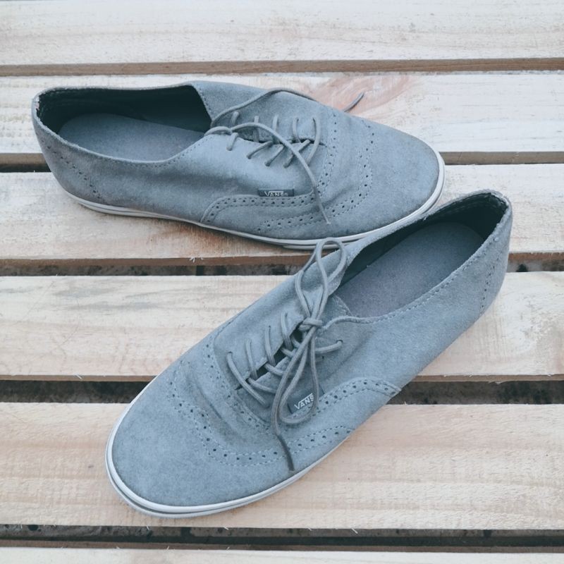vans authentic pro 特殊鞋款 牛津鞋 雕花 麂皮 灰色 英倫風