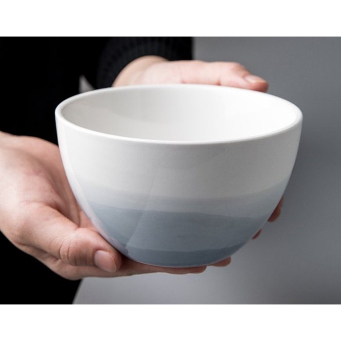 漸層海洋米飯碗 白色 藍色 湯碗 陶瓷餐具 陶瓷碗 北歐風 吃飯碗 小清新【波仔家生活雜貨舖】