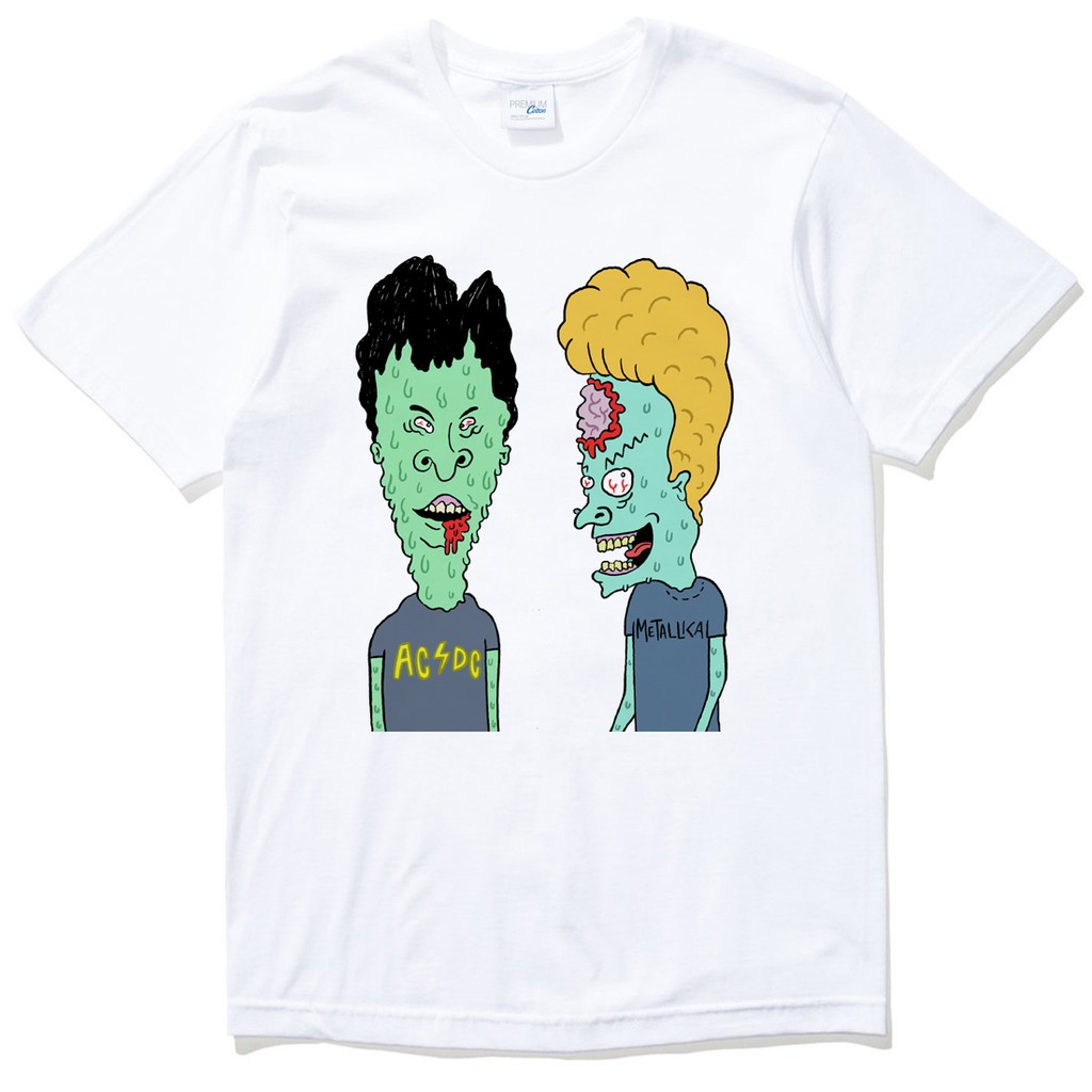 Zombie Beavis and Butthead 短袖T恤 白色 殭屍癟四與大頭蛋  亞洲版型 現貨