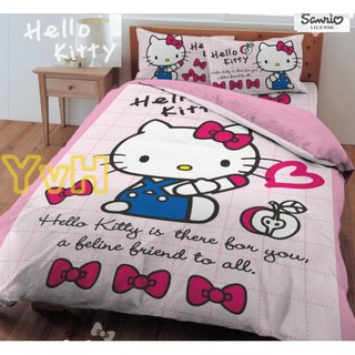 =YvH=單人涼被 枕套 床包 被套 兩用被 臺灣製 三麗鷗正版授權 Hello Kitty 淺粉紅色 蘋果 小時光