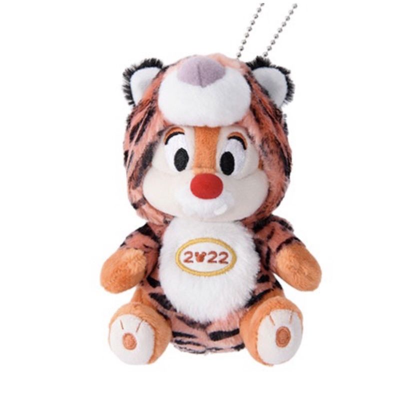 全新 日本東京迪士尼樂園 2022年 奇奇蒂蒂虎年吊飾（蒂蒂款）花栗鼠老虎變裝吊飾 松鼠虎紋變裝包包掛飾 生肖別針吊飾