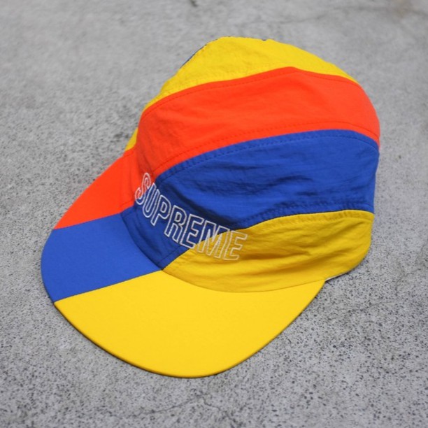 supreme diagonal stripe nylon hat