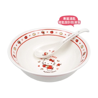 【Sanrio三麗鷗】Hello Kitty 拉麵碗(附湯匙)-蘋果 (大容量:750ml)