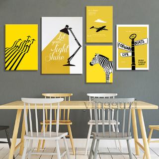 實木框畫 燈 旅行 文藝小清新 勵志 黃色自行車 斑馬 組合畫 北歐ins居家裝飾掛畫 壁貼 壁畫 生日禮物 無框畫