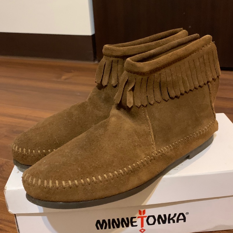 Minnetonka 流蘇靴 靴子 駝色 九成新 莫卡辛