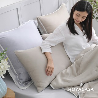 《HOYACASA》清淺典雅300織琉璃天絲枕套一對-多色任選