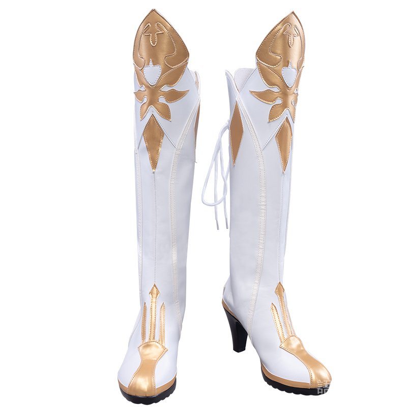 Cos服 原神悠窩窩原神琴cosplay道具鞋子靴子高筒白色騎士靴旅行鞋 蝦皮購物