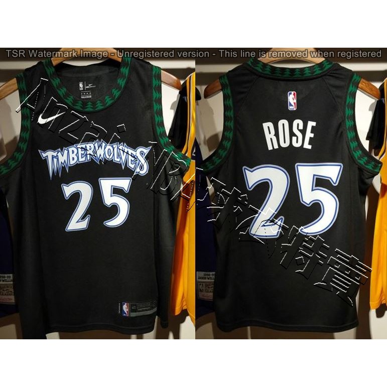 Nba球衣19年全新賽季minnesota Timberwolves 明尼蘇達灰狼隊rose 復古黑色球衣 全隊都有 蝦皮購物
