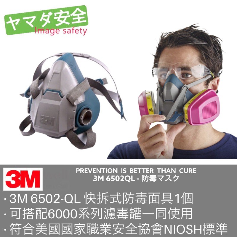 3M 6502-QL 半面罩防毒口罩 防毒面具 可用於搭配多種濾罐 山田安全防護 開立發票 濾毒罐 3M原廠正品 噴漆
