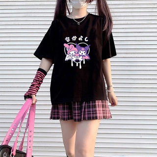 庫洛米卡通T恤 kuromi三麗鷗短袖上衣日系jk學院風 學生 ins時尚休閒女裝