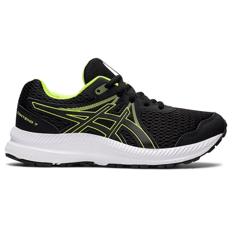 【全能MAX】ASICS 大童 CONTEND 7 GS 慢跑鞋 兒童跑鞋 緩衝 運動 黑綠-1014A192-005