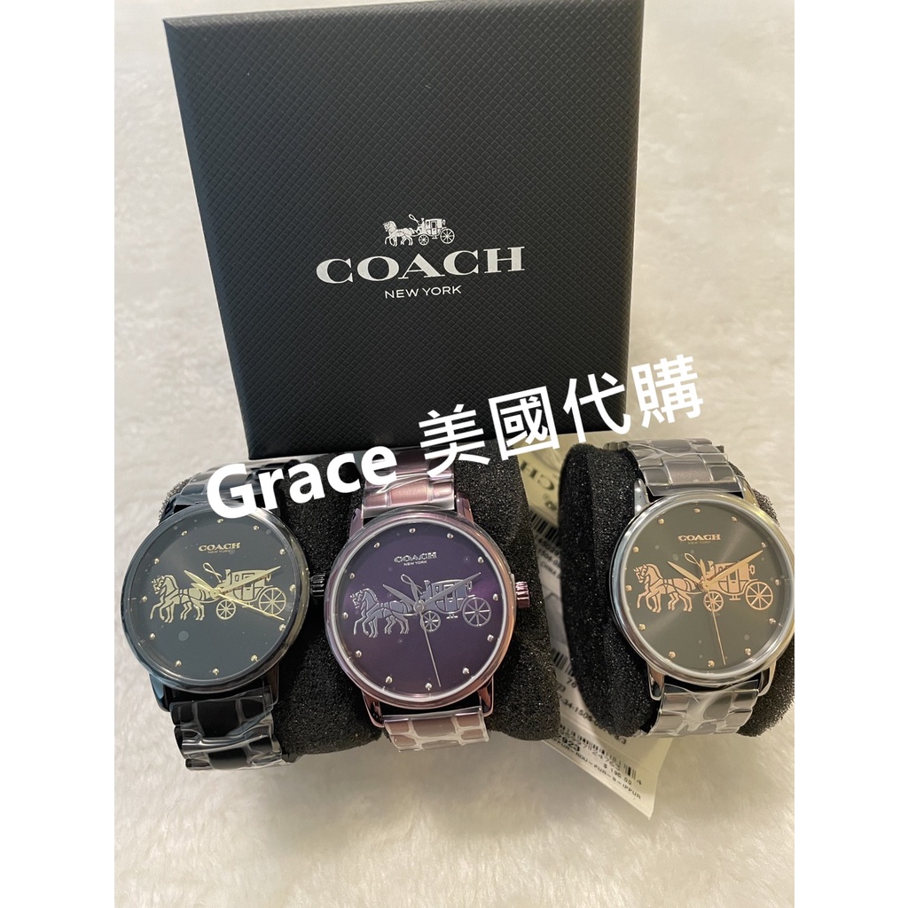 🔺台灣現貨 隔天可出貨🔺COACH 女性手錶(無購證)矽膠/不銹鋼/橡膠/附紙盒/桃色/黑色/銀色/紫色