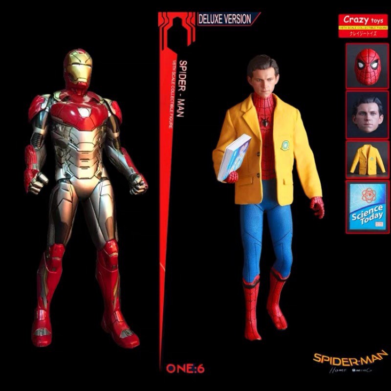 正版crazy Toys 蜘蛛人返校季鋼鐵人復仇者聯盟mk47 模型玩具禮物手辦公仔復仇者聯盟漫威 蝦皮購物