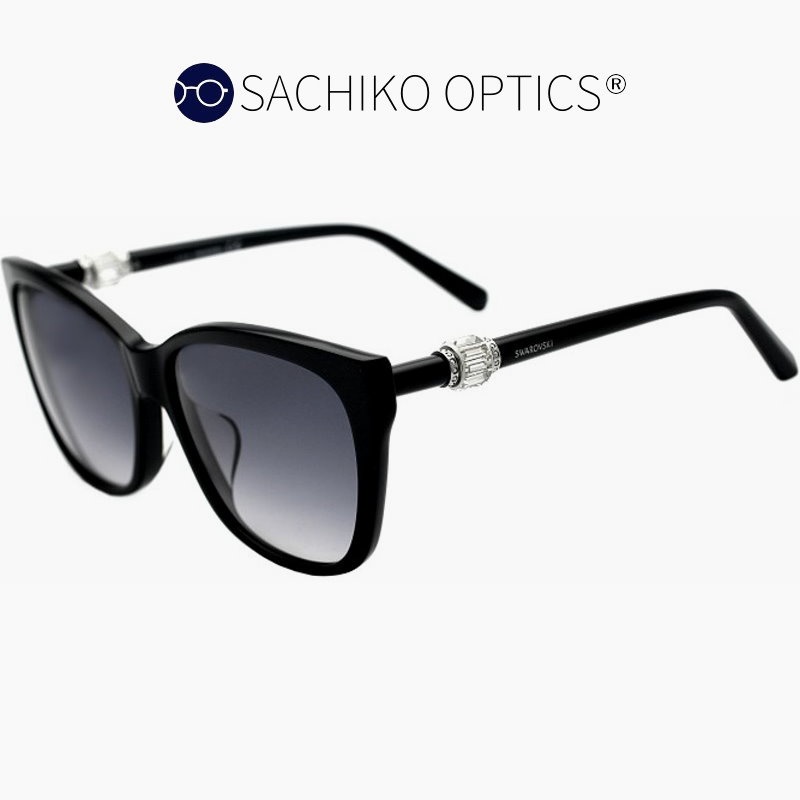 SWAROVSKI SW129-F 施華洛世奇眼鏡｜板材黑框貓眼水鑽墨鏡 女生品牌太陽眼鏡【幸子眼鏡】