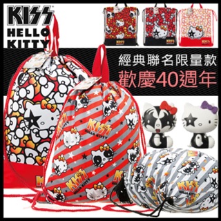 Hello Kitty x Kiss聯名束口後背包 蝴蝶結塗鴉系列｜Ashley Taiwan