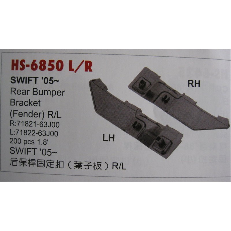SUZUKI 鈴木 SWIFT 2005-2007年-/後保險桿固定扣/葉子板(HS-6850R/L .台灣製造)