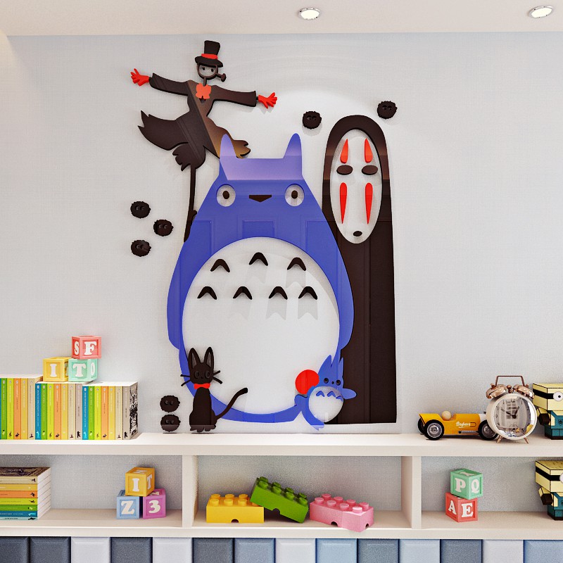 [P442]卡通龍貓無臉男3D立體壓克力幼兒園兒童房客廳背景裝飾牆貼壁貼