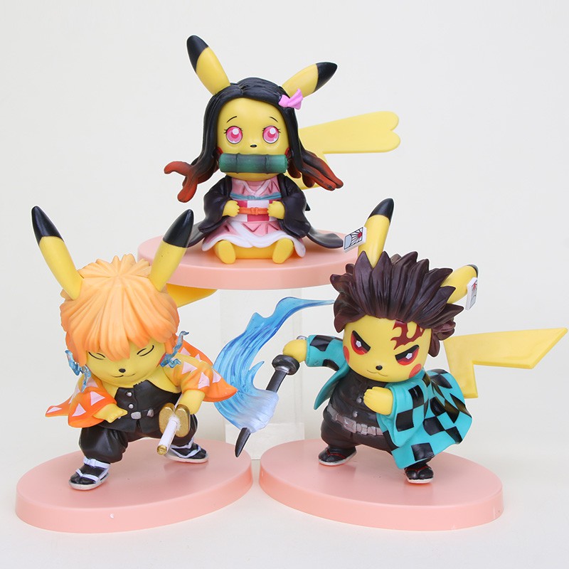 12 14cm惡魔殺手cos皮卡丘系列q版龜頭丹次郎涼子吾妻澤cartoon卡通公仔可愛公仔可動人偶 蝦皮購物