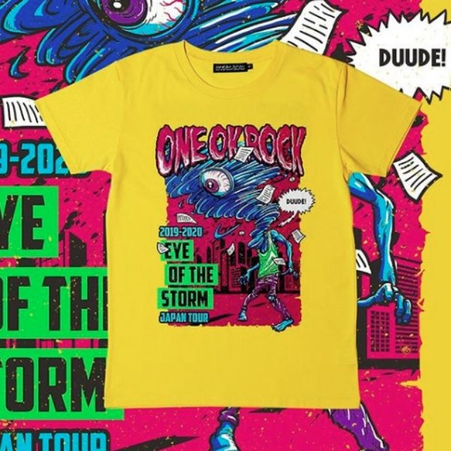 全新 One Ok Rock 19 Eye Of The Storm 日本巡迴週邊d款黃色t恤s號 蝦皮購物