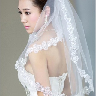 凡妮莎新娘頭紗-韓式亮片蕾絲頭紗3米拖尾-婚紗禮服