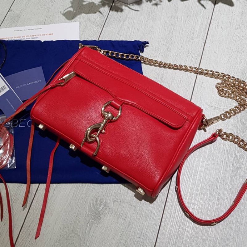 正品Rebecca Minkoff Mini MAC Bag 櫻桃紅 附購憑 防塵袋 標籤 小卡 備用流蘇