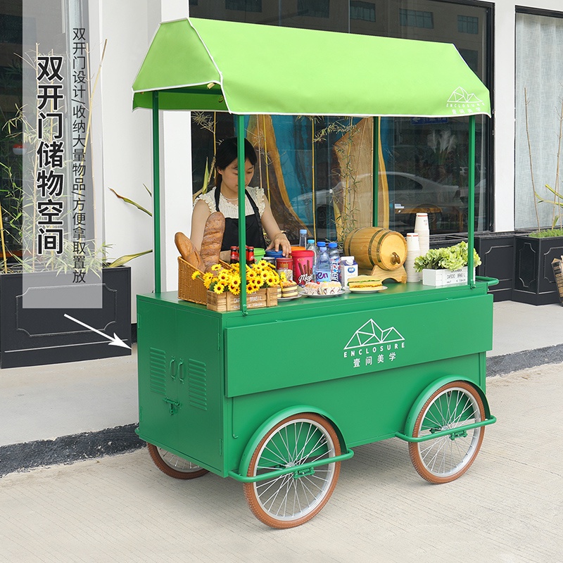 【夜市擺攤餐車 推車 移動三輪車】限時免運夜市流動小吃車集市網紅售賣車多功能餐車商用擺攤可移動攤位車