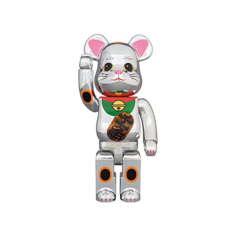 『地方爸爸』BE@RBRICK 庫柏力克熊 千萬兩 招財貓 銀色 亮燈 1000％ 現貨