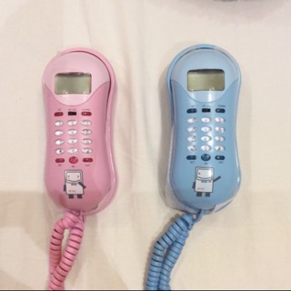 粉紅淺藍來電顯示有線電話機