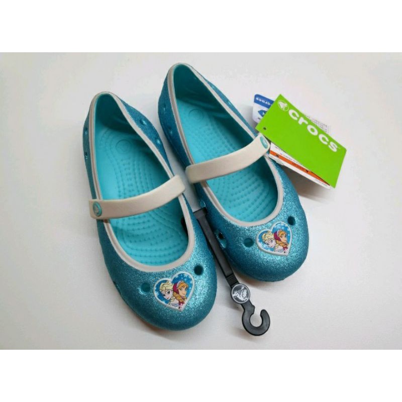 【現貨18.2cm】Crocs 專櫃 正品 正版 冰雪奇緣 淺湖藍色 女童 公主鞋 平底鞋 娃娃鞋 休閒鞋