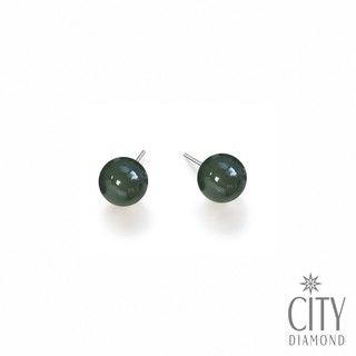 City Diamond【開運設計】台灣玉 台玉 2mm 純銀耳環