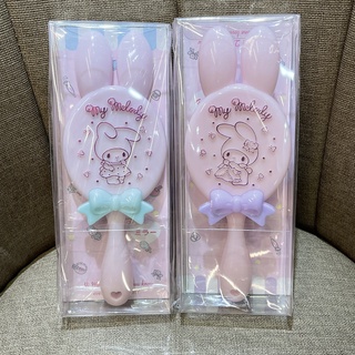 日本進口My Melody美樂蒂兔耳多造型手拿鏡造型梳粉色半透明果凍感