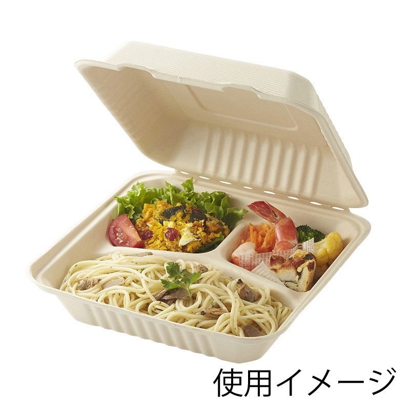 ☆╮Jessice 雜貨小鋪╭☆日本進口 竹纖維 餐盒 22.8X22.8X7.6cm  三格 美式餐盒 20枚$370