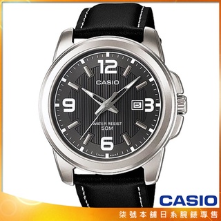 【柒號本舖】 CASIO卡西歐簡約石英男皮帶錶-灰黑 / MTP-1314L-8A (原廠公司貨全配盒裝)