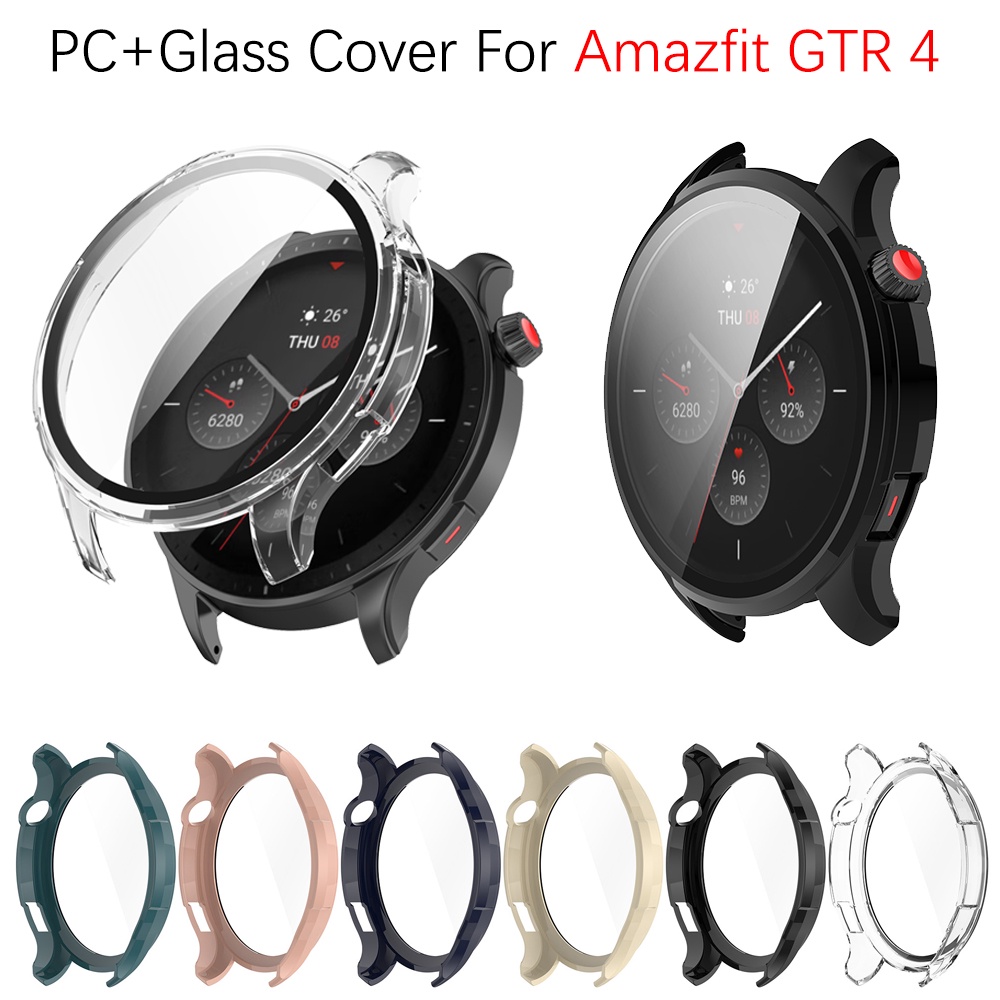 適用於 Huami Amazfit GTR 4 手錶蓋的鋼化玻璃外殼的全屏保護 PC 機殼