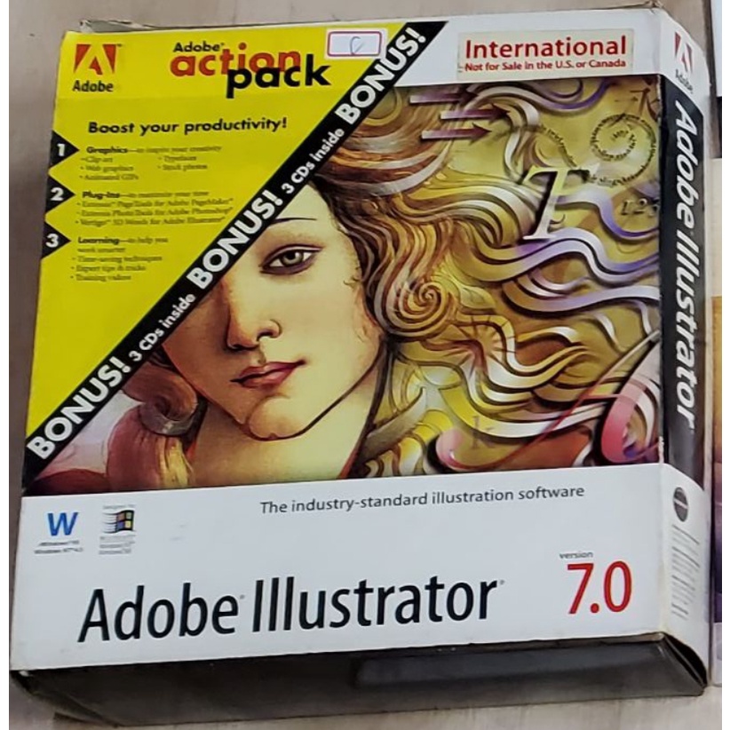 正版盒裝  ADOBE ILLUSTRATOR 7.0 / 7.0C 光碟套裝 上萬元套件