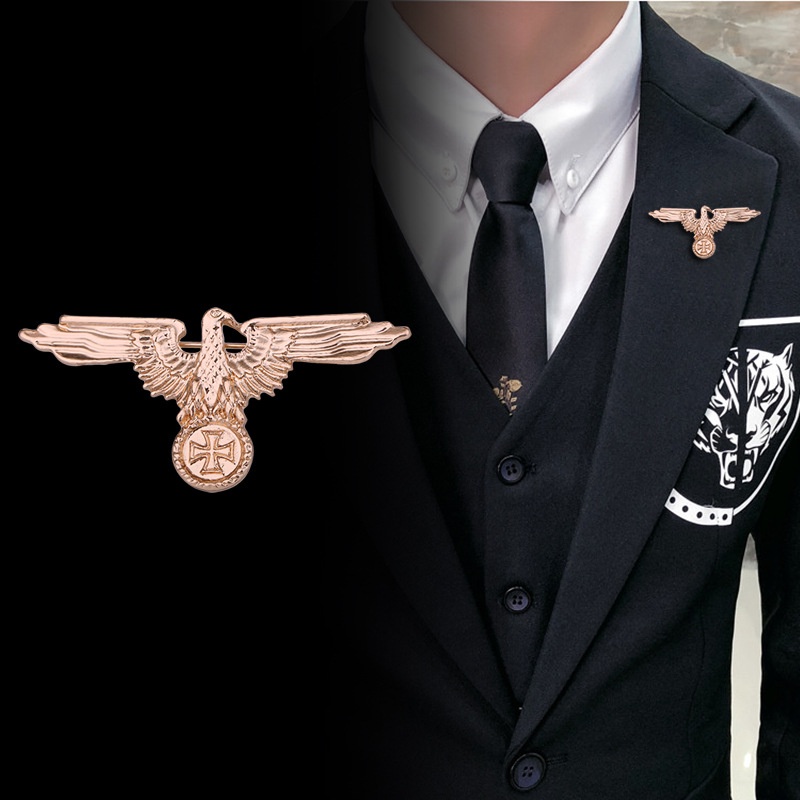 軍校風格胸針徽章鷹十字胸針空軍訂單復古男士別針