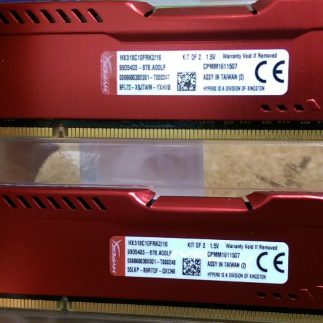 HyperX  DDR3 1866 8G *2 = 16g 炫目紅 雙通道板（兩條8g共16g ）不單售