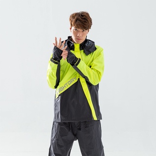 <益發安全帽臺中店>Brightday 君邁 X武士斜開兩件式風雨衣 螢光黃 兩件式雨衣 風衣雨衣
