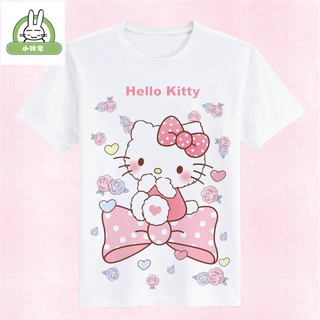 親子裝 日系軟妹可愛卡通hello kitty凱蒂kt貓短袖少女t恤女童裝親子上衣