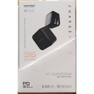 ONPRO UC-DUOPD30W雙孔Type-C 萬國急速USB充電器 黑色 iphone apple 三星 sony