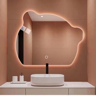 卡通壁貼【鏡子】高端浴室鏡 LED帶燈 貼牆 小熊 智能鏡 牆面裝飾鏡 免打孔梳妝鏡 不規則鏡子