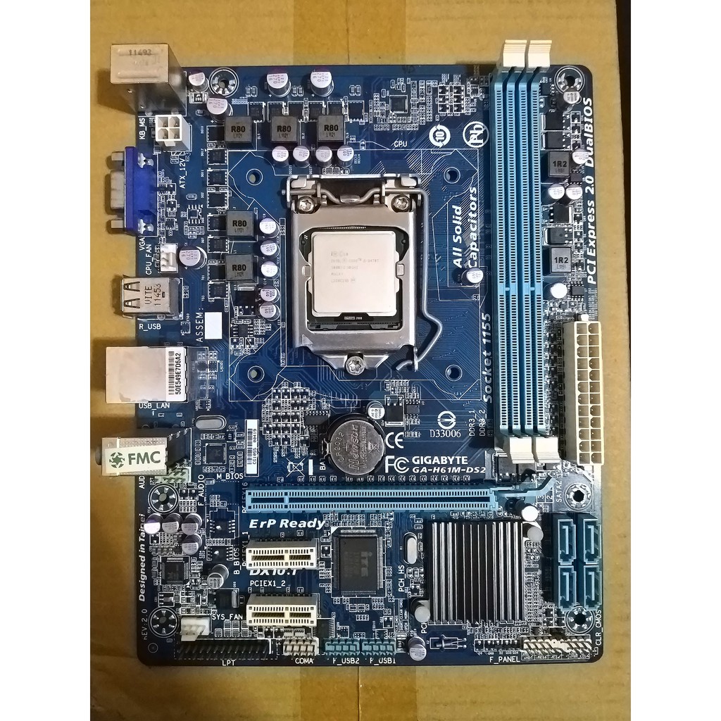 Intel i5-3470T + 技嘉 H61M-DS2 (rev. 2.0) 附主機板I/O檔板 + CPU風扇