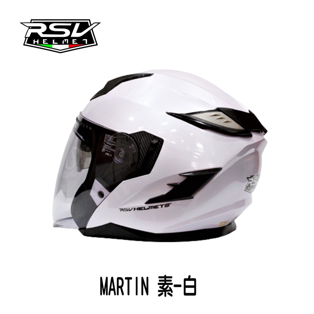 RSV MARTIN 素色 白色 半罩 內置墨鏡 3/4 階梯式鐵插扣 安全帽【 歐樂免運】