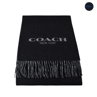 COACH字母LOGO雙面設計羊毛流蘇圍巾(二色)