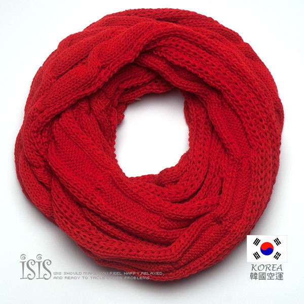 KURO-SHOP韓國空運 紅色 麻花針織脖圍圍巾